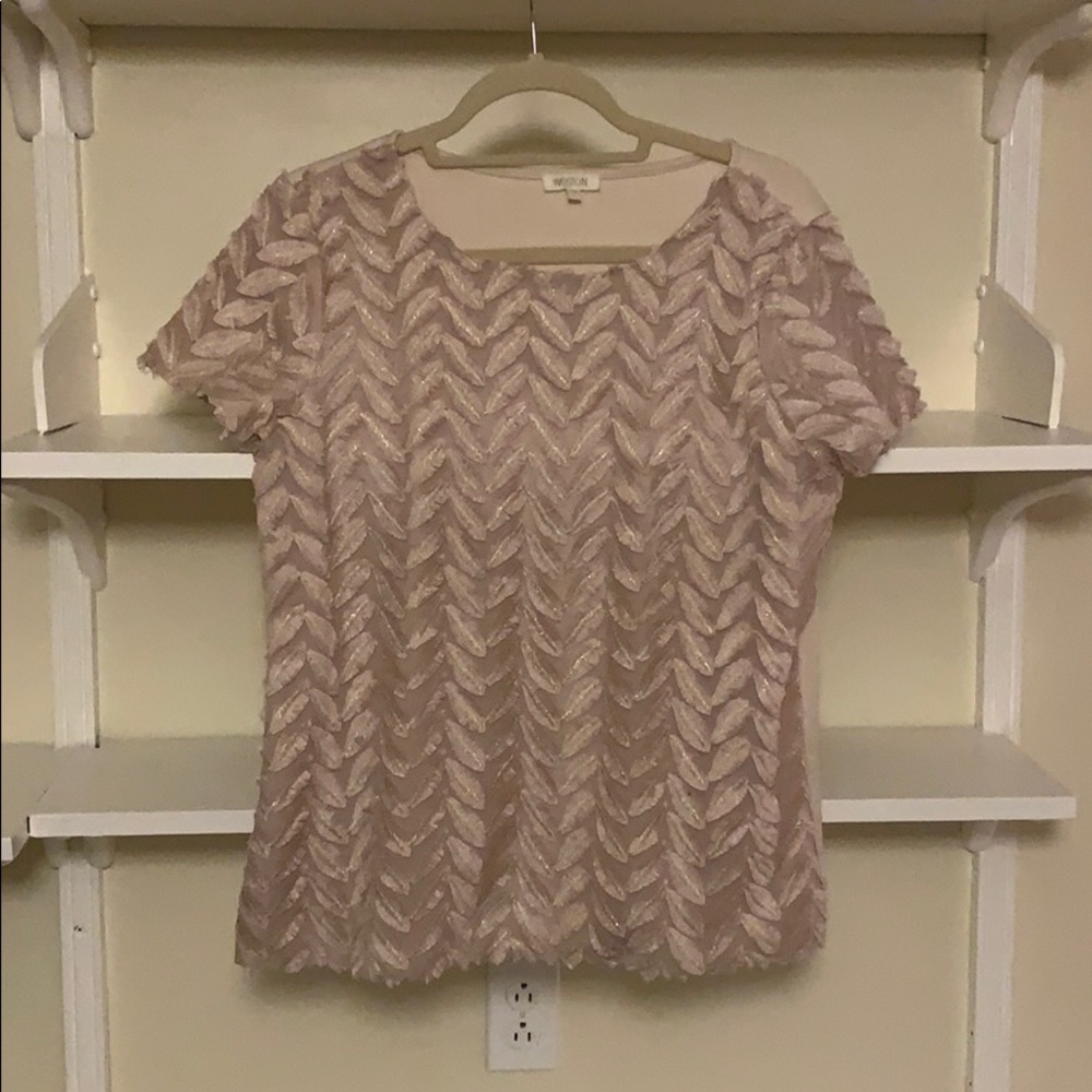 Anthropologie Weston pink and gold floral top